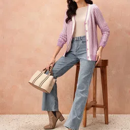 all about you Self-Checked Cardigan image 3