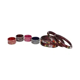 SOMIL Set Of 20 Artificial Stones Studded Glass Bangles image 1