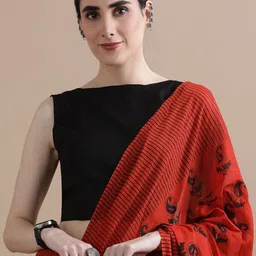 Vanedik Paisley Pure Cotton Bagru Saree-picture-18