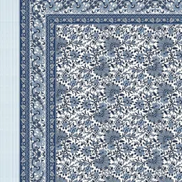 CLOTHOLOGY White & Blue Floral 180 TC King Bedsheet with 2 Pillow Covers image 5