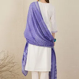Indo Era Women Ethnic Motifs Embroidered Regular Thread Work Pure Cotton Kurta with Trousers & With Dupatta image 3