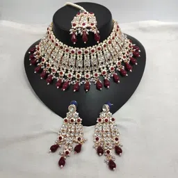 Gyaan Jewels Gold-Plated Stone Studded & Beaded Jewellery Set-picture-37