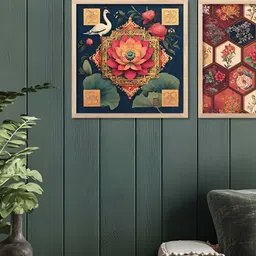 Kotart Green & Red 2 Pieces Floral And Botanical Wooden Wall Arts image 3