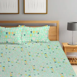 Myntra Elegant Homes Green Printed 300 TC King Bedsheet Set 2.50m x 2.20m image 5