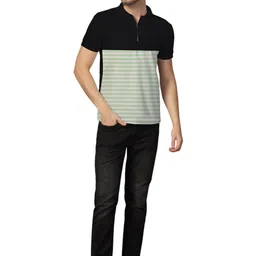 BEYOU FASHION Men Striped Polo Collar T-shirt image 5