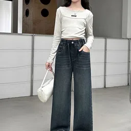 LULU & SKY Girls Straight Fit High-Rise Light Fade Stretchable Jeans image 4