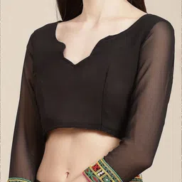 DIVASTRI Floral Embroidered Pure Georgette Saree image 3