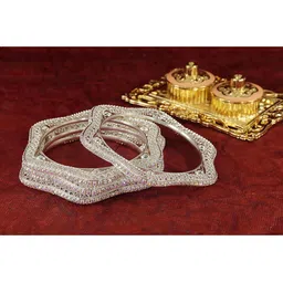 ZULKA Set Of 4 Silver-Plated Stone-Studded Bangles image 4