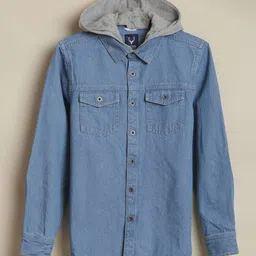 Allen Solly Junior Boys Hooded Slim Fit Pure Cotton Shirt-image-5