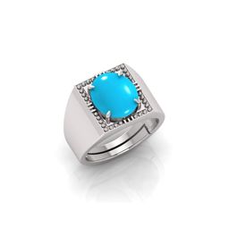 todani jems 4.25 Ratti Turquoise Stone Original Certified Firoja Gemstone Silver Plated | Adjustable Ring-picture-22