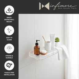 infimore PVC Wall-Mounted Bathroom & Kitchen Shelf | Rustproof & Water Resistant Acrylic Wall Shelf image 3