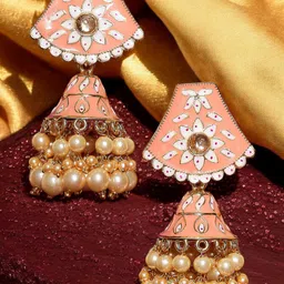 OOMPH Floral Jhumkas Earrings-image-14