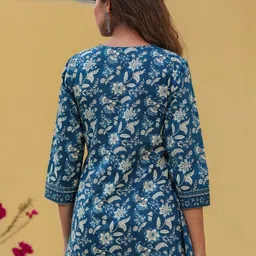 NEW RJP CRAFT Floral Printed V-Neck Pure Cotton Empire Kurti image 4