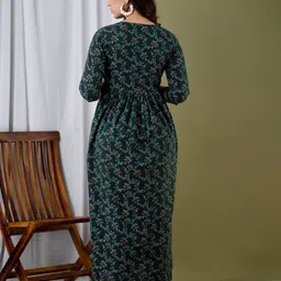 FASHION SWAG Women Floral Printed Pure Cotton Maternity Ethnic Dress image 3