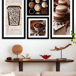 Kotart Black & Brown 4 Pieces Wooden Abstract Wall Arts-picture-14