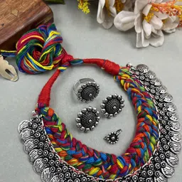 NAMAN ARTS Silver Plated Oxidised Jewellery Set-picture-32