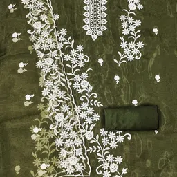 SHADOW & SAINING Embroidered Organza Unstitched Dress Material image 2