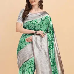 ZILVIRA Ethnic Motifs Banarasi Saree with Unstitched Woven Blouse image 3