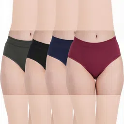 ORLIZEA Pack of 4 Women High-Rise Cotton Blend Hipster Briefs-picture-34