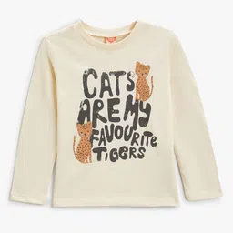 Koton Girls Typography Printed Round Neck Cotton T-shirt image 1