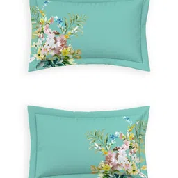 DDecor White & Green Floral Printed 144 TC Cotton King Bedsheet Set-1.82 m x 1.98 m image 4