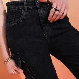 DressBerry Women Comfort Wide Leg High-Rise Light Fade Acid Wash Stretchable Jeans image 3