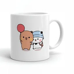 Mr UVD White & Brown Cartoon Characters Printed Ceramic Mug 350 ml image 2