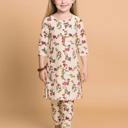 A.T.U.N. Girls Floral Printed Three-quarter Sleeve Kurti and Pant Set-picture-25