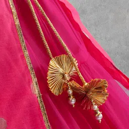 Babyoye Sleeveless Kurta with Danglers & Lehenga Set - Pink image 5