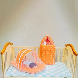 Fareto Infants Orange-Colored & White Printed Bedding Essentials Baby Bed Sets-picture-37