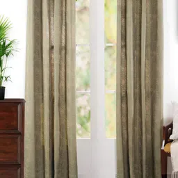 MASPAR Green 2 Pieces Printed Long Door Curtains image 3