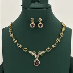 Rujve Jewellery Gold-Plated Stone-Studded Jewellery Set image 4