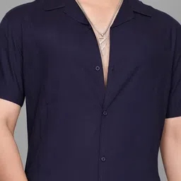 Metronaut Men Regular Fit Cuban Collar Solid Casual Shirt image 2