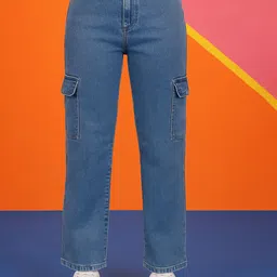 KASHIAN Women Blue Comfort Boyfriend Fit High-Rise Light Fade Cotton Stretchable Jeans-picture-16
