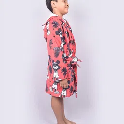 SPACES Boys Printed Pure Cotton 380 GSM Hooded Bath Robe With Belt image 2