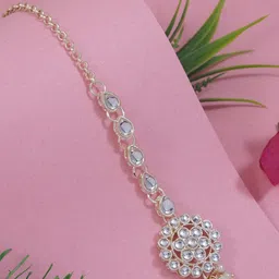 I Jewels Gold-Plated Kundan Studded Maang Tikka Head Jewellery-picture-37