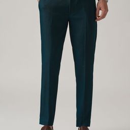 Banana Club Men Smart Slim Fit Teal Blue Formal Trouser-picture-39