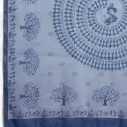 all about you Ethnic Motifs Printed Linen Blend Block Print Saree With Blouse image 2