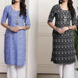 Ethnic basket Women Pack Of 2 Multicoloured Crepe Kurtas-picture-18