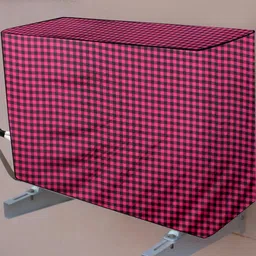 The Furnishing Tree 1.5 Ton Split AC Cover for Indoor and Outdoor Units Checkered Pattern Maroon image 3