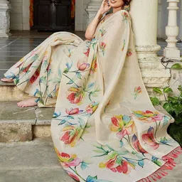 KALINI Floral Silk Blend Handloom Chanderi Saree image 4