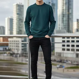 Obaan Men Solid Round Neck Full Sleeve Sweatshirt image 4