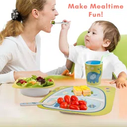 tony stark Bamboo Fiber Eco Friendly Baby Self Feeding Dinner Utensils Set- Kids Toddlers and Babies, Set of 5 (Plate, Bowl, Cup, Spoon, Fork)Bamboo Fiber image 5