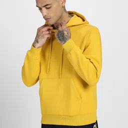 veirdo Men Full Sleeve Solid Hooded Sweatshirt image 4