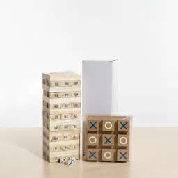 zeora Wooden Jenga (54 Pcs) with Dice & Tic Tac Toe Combo | Family Fun Board Game-picture-22