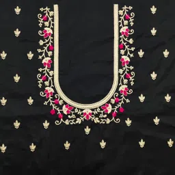 vivida enterprise Unstitched Art Silk Blouse Material Embroidered image 2