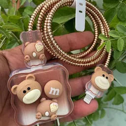 ProLook Cute Teddy Adapter Cover For iPhone Charger 18/20W with 360°Protection & With Cable Protector-image-81