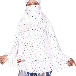 textilops Polka Print Cotton Blend Women White Bluetooth Scarf, Fancy Scarf, Fancy Scarf, Scarf, Stole, Faux Turtleneck Neck Cover-picture-21