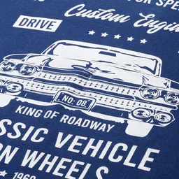 here&now HERENOW Men Blue Printed Round Neck Pure Cotton T-shirt image 4