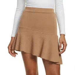 glitchez Textured Mid-Rise Asymmetric Peplum Skirt image 3